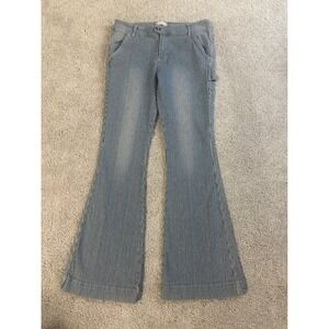 Altard State Womens 27‎ Blue White Striped Carpenter Flare Leg Jeans Denim